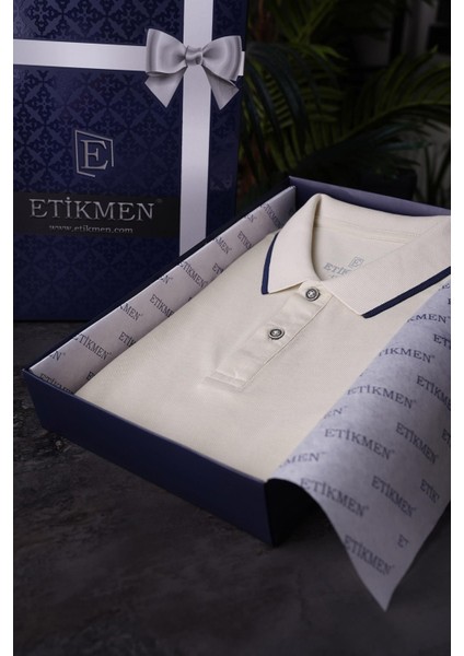 Bej Lacivert Yaka Çizgili Erkek Polo Yaka Tişört fırsatları