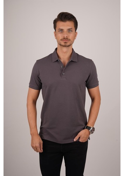 Füme Yaka Desenli Erkek Polo Yaka Tişört modelleri