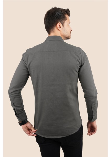 Füme Slimfit Gerçek Kot Erkek Gömlek
