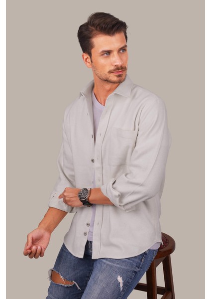 Beyaz Düz Oversize Oduncu Erkek Gömlek modelleri