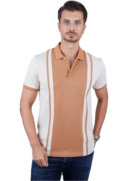 Bej Taba Çift Renkli Erkek Polo Yaka Tişört fırsatları