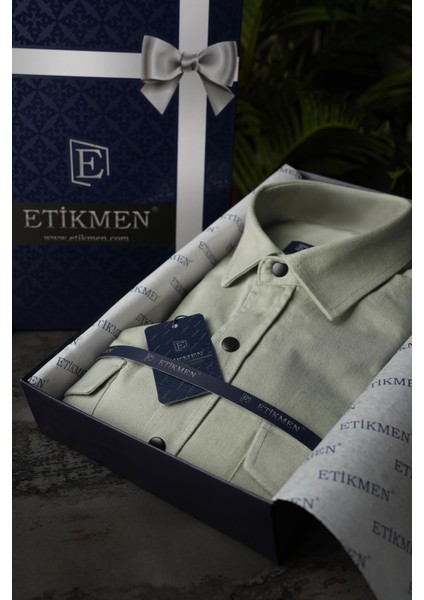 Açık Taş Rengi Slimfit Gerçek Kot Erkek Gömlek