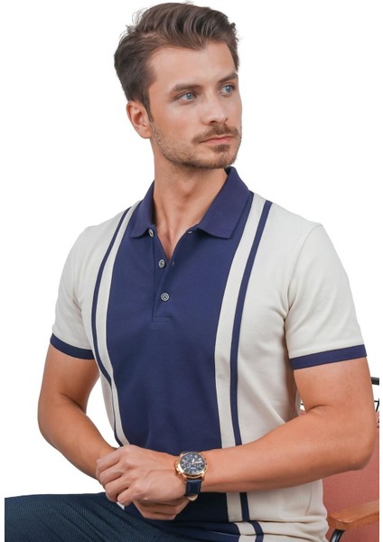 Bej Lacivert Çift Renkli Erkek Polo Yaka Tişört fiyatları