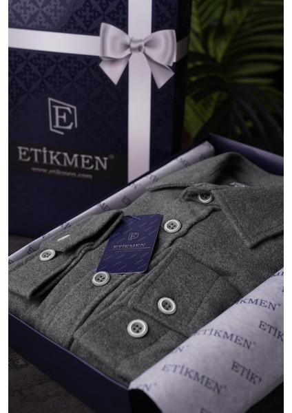Füme Düz Oversize Oduncu Erkek Gömlek