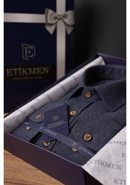 Lacivert Düz Oduncu Slimfit Erkek Gömlek