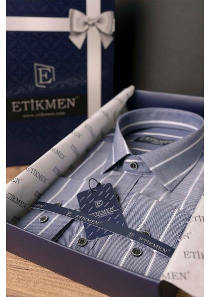 Gri Beyaz Çizgili Slimfit Erkek Gömlek fırsatları