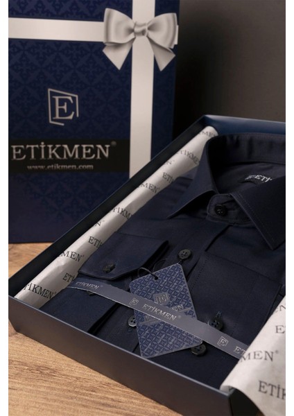 Lacivert Saten Slimfit Erkek Gömlek indirimleri