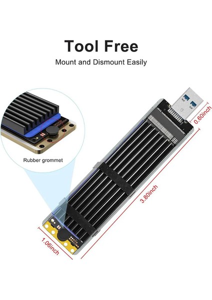 SP02 Nvme/sata M.2 To USB 3.2 Gen 2, 10GBPS, 8tb Destekli, M.2 USB Dönüştücü (Soğutuculu)