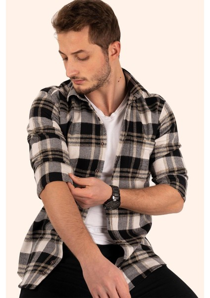 Kahve Beyaz Slimfit Oduncu Erkek Gömlek fiyatları