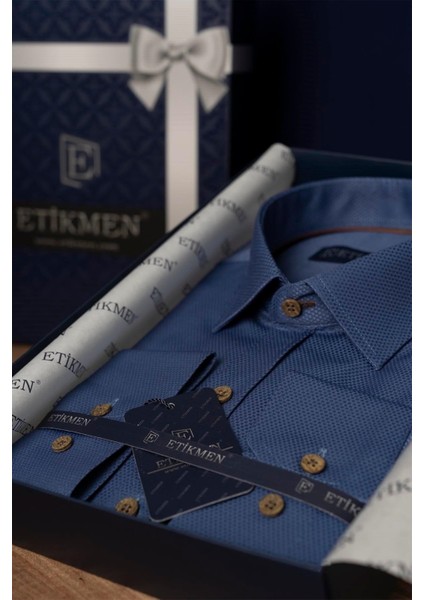 indigo Kahve Düğmeli Slimfit Erkek Gömlek fırsatları