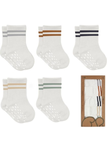 Organik Kız Erkek Bebek Çocuk 5li Çemberli Kaymaz Penye Soket Kutulu