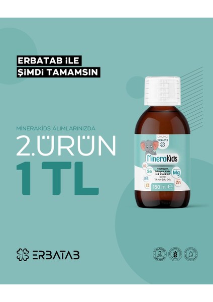 Çocuk Multivitamin ( Magnezyum, Çinko, Selenyum ) Minera Kids 150 ml