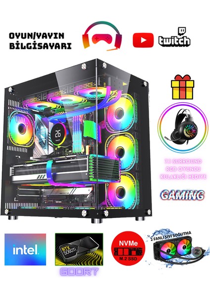 Webstar X32 Intel Core I5-14400F 32GB Ram 1tb M.2 Nvme SSD 16GB RTX5060TI Sıvı Soğutmalı Oyuncu Bilgisayarı