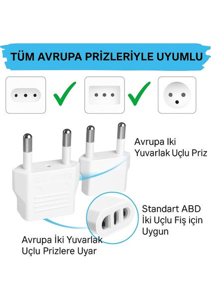 Amerikan Tipi Priz Dönüştürücü Fiş Çevirici Adaptörü Aparatı 2 Adet