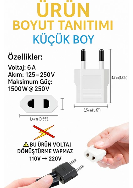 Amerikan Tipi Priz Dönüştürücü Fiş Çevirici Adaptörü Aparatı 2 Adet