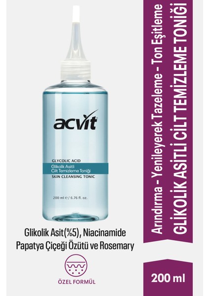 Glikolik Asitli Cilt Temizleme Toniği Arındırıcı 200 ml