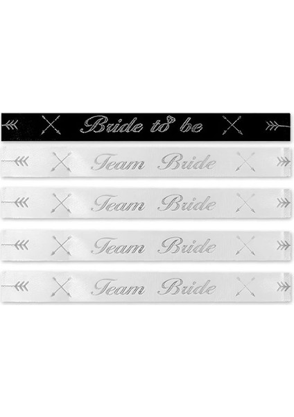 Bride Bileklik Bekarlığa Veda Parti Aksesuarı Bride-Team Bride Bileklik 5'li Beyaz Gümüş