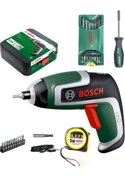 Ixo 7 Akülü Mini Vidalama , Bosch X-Line 15 Parça Mini Aksesuar Seti ,bosch Tornavida ve Metre