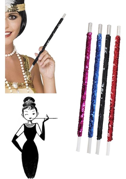 Gatsby Vintage Konsept Bekarlığa Veda Parti Aksesuarı Pullu Sigaralık Fuşya fiyatları
