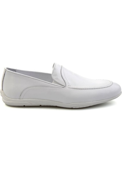 Beyaz Leather Erkek Loafer Ayakkabı E01011022203