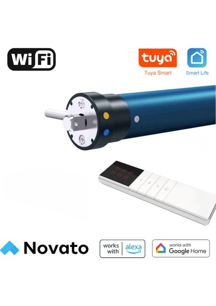 Tuya Wifi Akıllı Stor Perde Motoru ( 220 V ) Elektronik Limit, Yüzdesel Kontrol, Rf Kumanda Opsiyonu, Google Asistan Amazon Alexa Sesli Kontrol