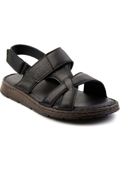 Siyah Leather Erkek Sandalet E05433010643