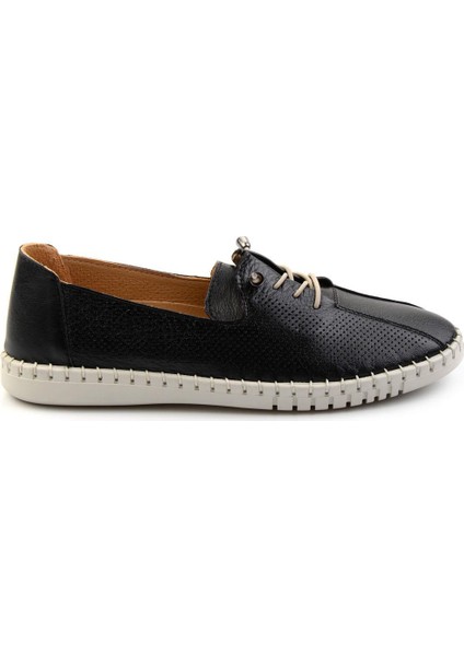 Siyah Beyaz Leather Kadın Casual Ayakkabı K01028130503