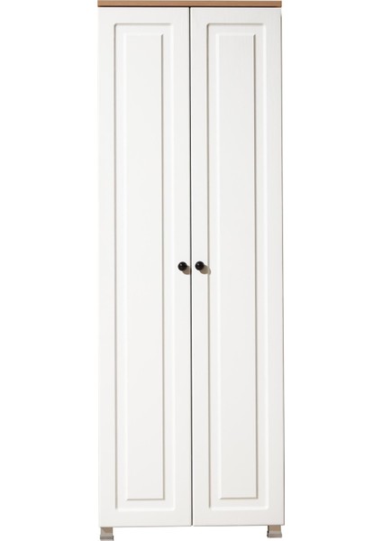 Ares 2 Kapak ve 8 Raflı Çok Amaçlı Dolap - Safir Meşe / Beyaz