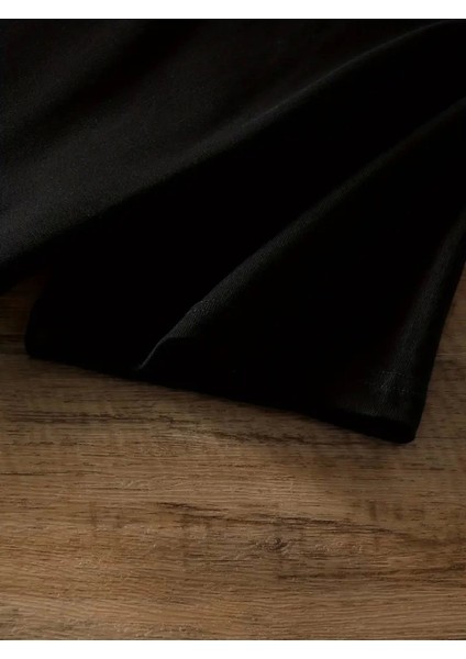 Baskılı Oversize Bisiklet Yaka T-Shirt - Siyah