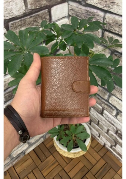 Deri Erkek Taba Çok Bölmeli Patlı Dikey Cüzdan (T1623)