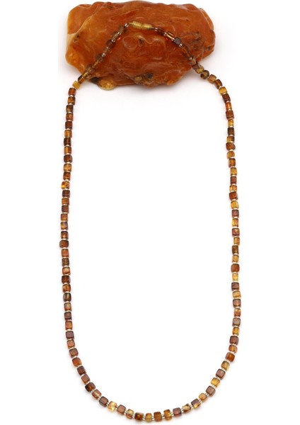 Damla Kehribar Kolye – 58 cm