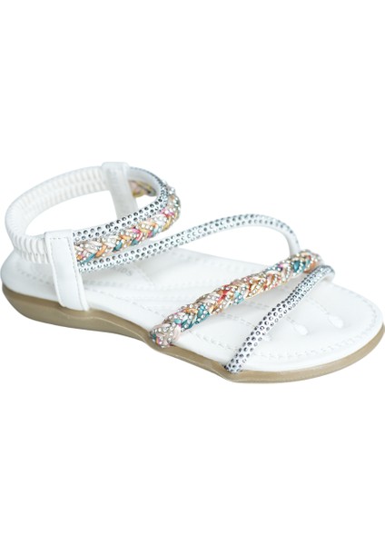 Kız Çocuk Taş Detaylı Sandalet 25Y157-1