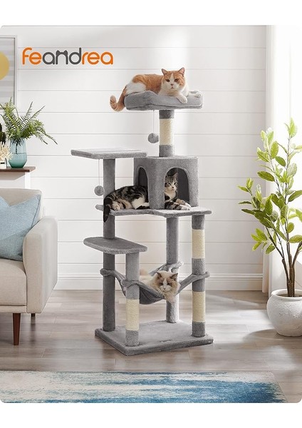 Feandrea PCT161W01 Tırmalama Ağacı, 143 cm Yüksekliğinde, Kedi Ağacı, Çok Katlı Kedi Evi, 4 Tırmalama Sütunu, 2 Platform, ... fiyatları