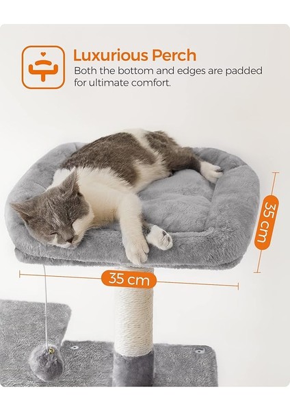 Feandrea PCT161W01 Tırmalama Ağacı, 143 cm Yüksekliğinde, Kedi Ağacı, Çok Katlı Kedi Evi, 4 Tırmalama Sütunu, 2 Platform, ... fırsatları