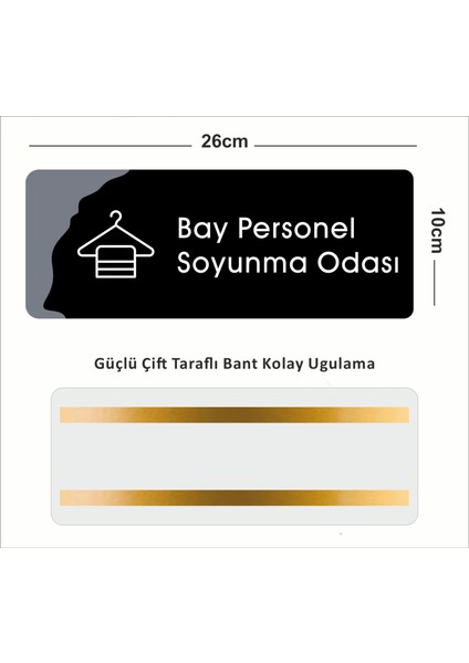 Bay Personel Soyunma Odası Ofis Departman Kapı Isimliği, Yönlendirme Levhası 26X10CM - Siyah&füme fiyatları