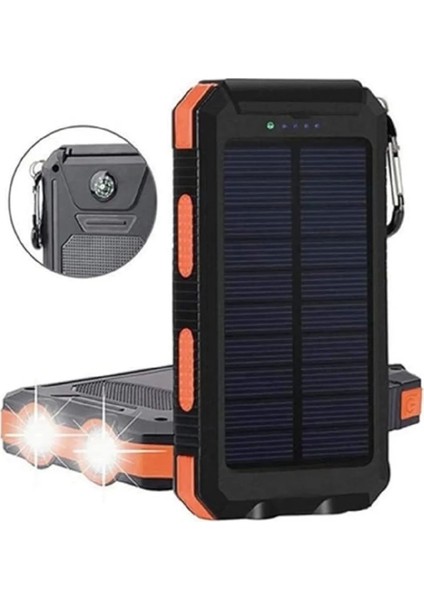 Solar Powerbank 1xusb 10.000MAH LCD Ekran Dahili USB Mikro Type-C Powerbank