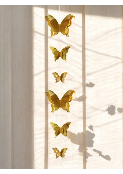 Kelebek Parti Dekoru 3 Boyutlu Tavan Sarkıt Süsü Altın 2 mt