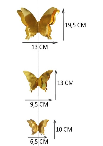 Kelebek Parti Dekoru 3 Boyutlu Tavan Sarkıt Süsü Altın 2 mt modelleri