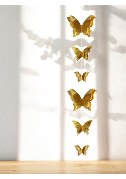 Kelebek Parti Dekoru 3 Boyutlu Tavan Sarkıt Süsü Altın 2 mt fırsatları