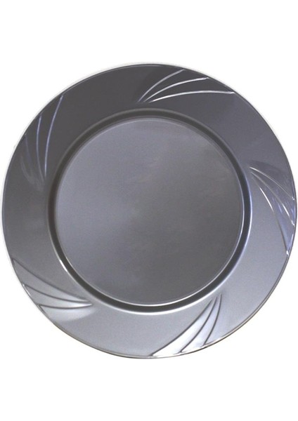 Lüks Plastik Mika Tabak 6'lı 26 Cm Gümüş