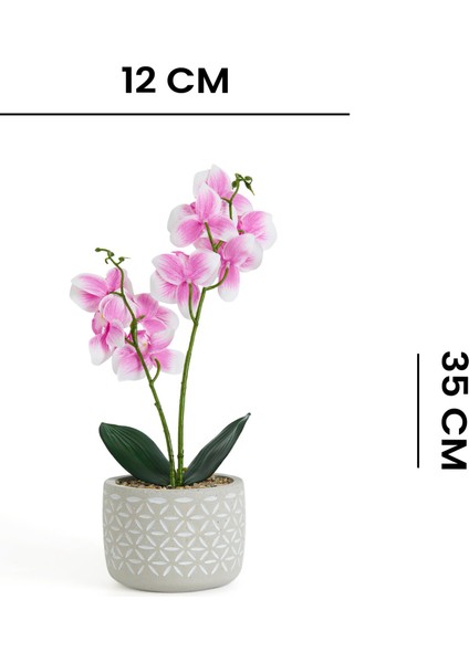 Beton Saksıda Real Touch Orkide - Pembe - 12X35 cm fırsatları