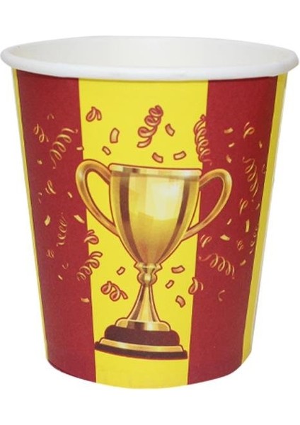 Sarı Kırmızı Taraftar Kupa Temalı Karton Tabak Bardak Set 8'li modelleri