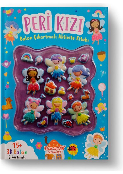 Yumurcak 3D Balon Çıkartmalı Aktiviteli Boyama Kitabı Peri Kızı 15 li 3d Balonlu Çıkartma Labirent-Nokta Birleştirme-Matematik-Fark Bulma Dikkat Çalışmaları