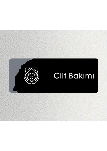 Cilt Bakımı - Ofis Departman Kapı Isimliği, Yönlendirme Levhası 26X10CM - Siyah&füme