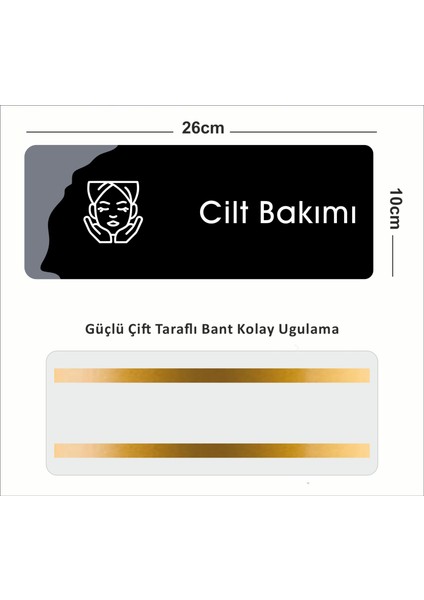 Cilt Bakımı - Ofis Departman Kapı Isimliği, Yönlendirme Levhası 26X10CM - Siyah&füme fiyatları