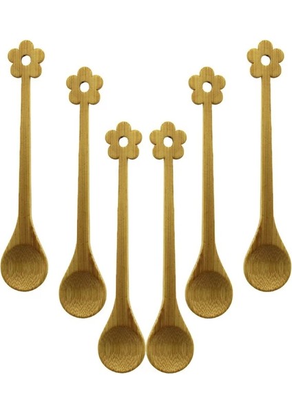 6 Pcs Mini Bambu Ahşap Kaşık 14.5cm (4887)