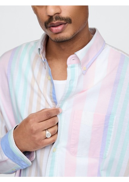Erkek Çok Renkli Desenli Oxford Big Gömlek modelleri