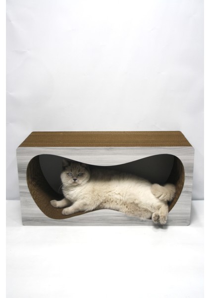 Karton Kedi Tırmalama Kanepesi - Mega 2'li Set - Ahşap Gri Desen