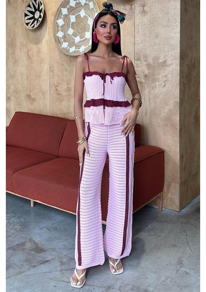 Askılı Bluz Pantolon Triko Takım 10114
