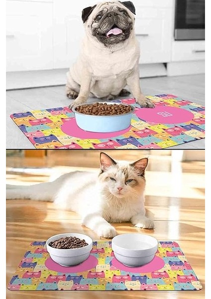 Monnhein Renkli Sevimli Kediler, Kedi Köpek Mama ve Su Altlığı, Mama Paspası, 50X35CM fiyatları